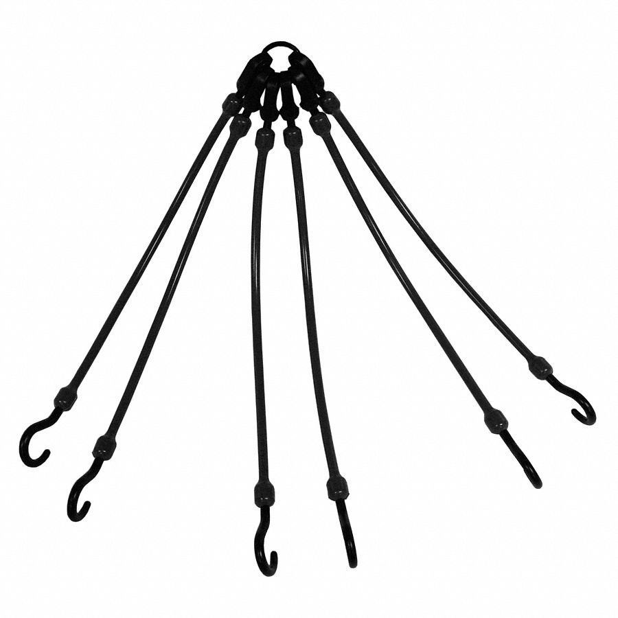 Tie-Down, Cargo Net, 18 In L, Black, 6 Cords