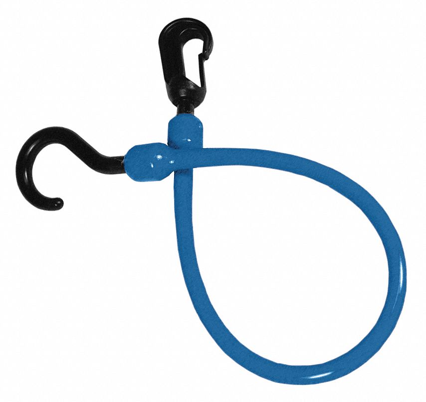 Bungee Cord, Carabiner, 12 In.L, Blue
