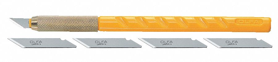 Art Knife, 5/16 In DIa, 6-1/4 In L, ABS, Ylw