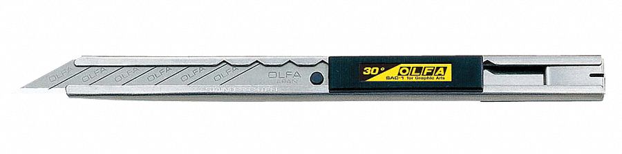 Snap-Off Art Knife, 7/16 D, 5-3/8 In L, SS