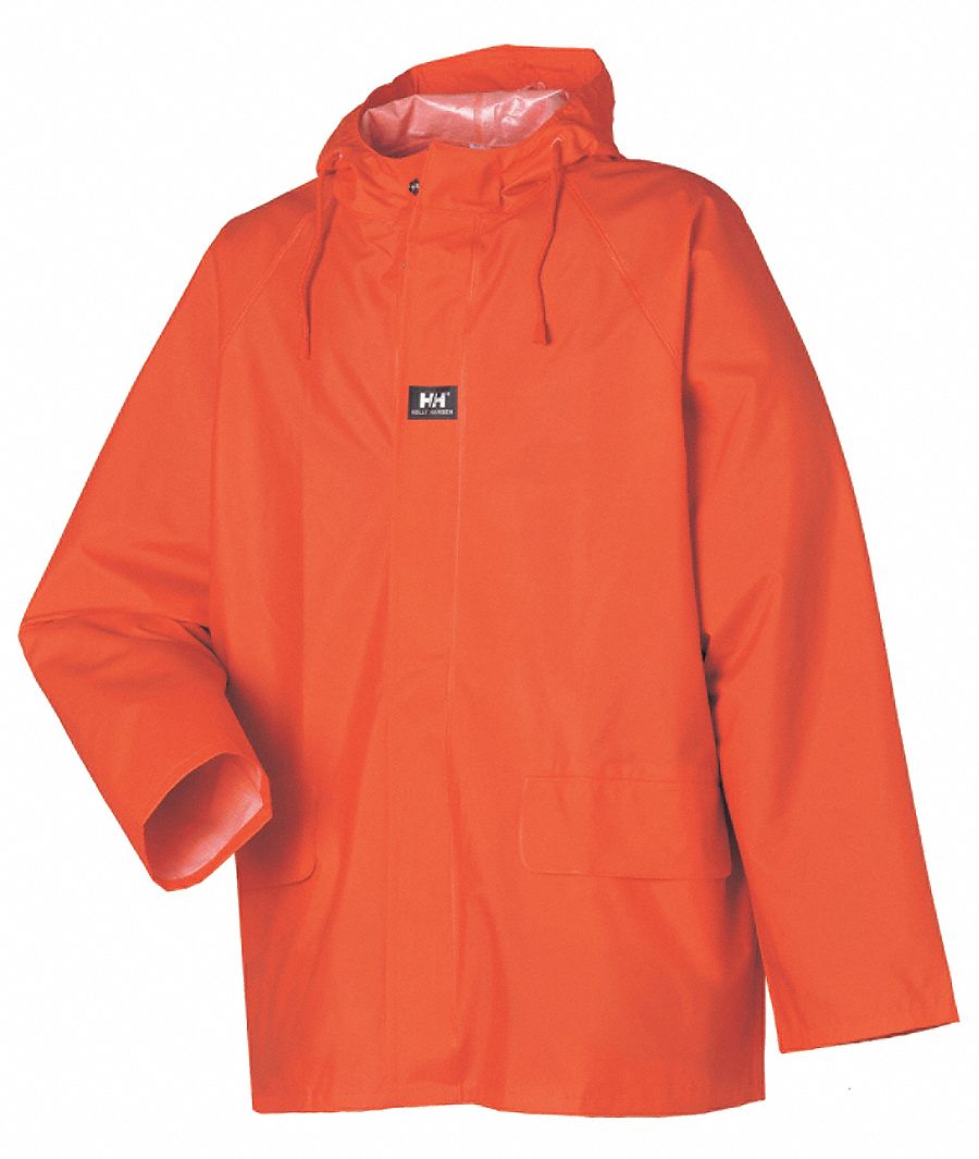 Rain Jacket with Hood, Orange, XL