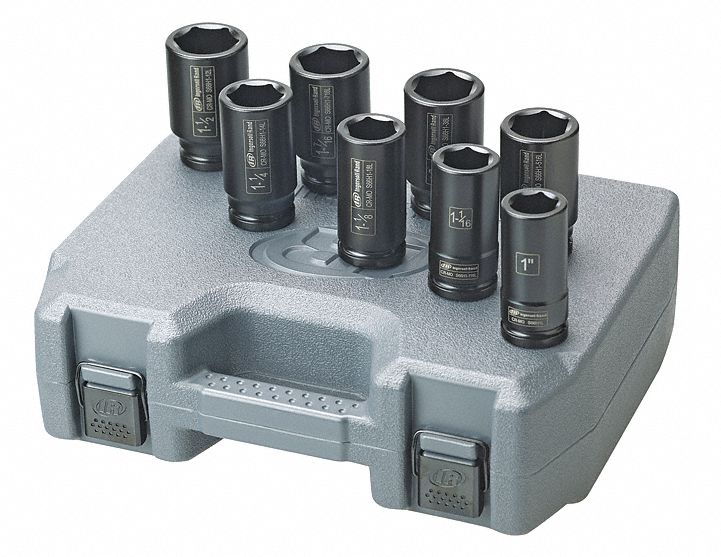 Impact Socket Set, Deep, 3/4 Dr, 6 Pt, 8 Pc