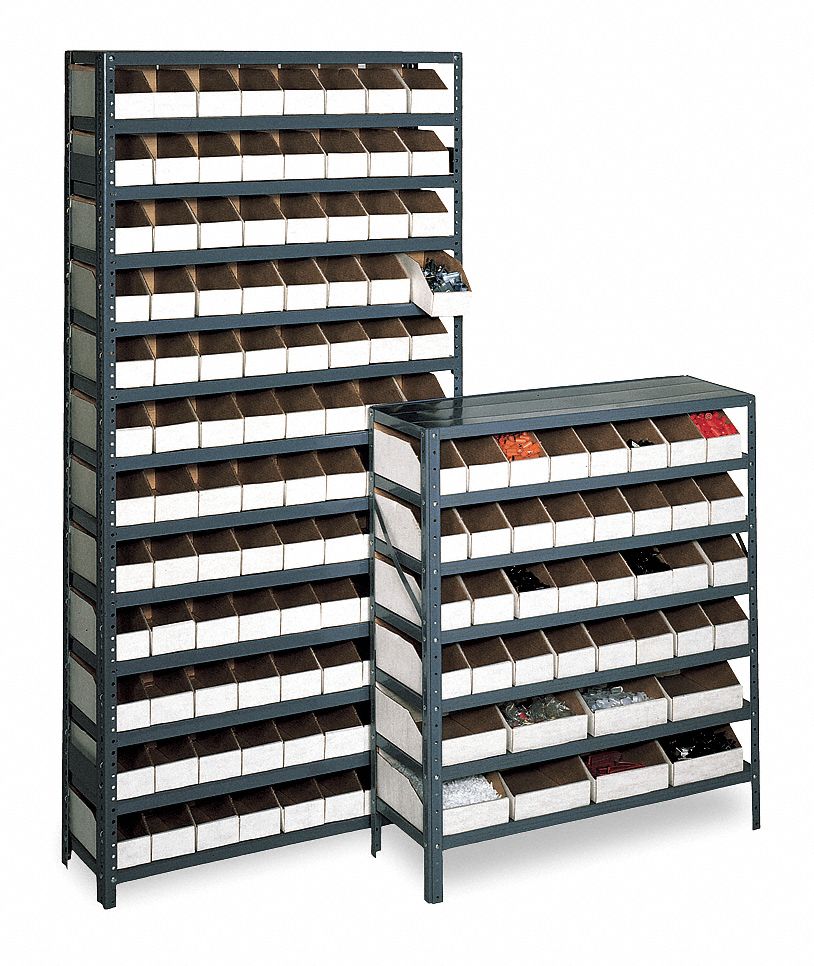 Bin Shelving, Solid, 36X12, 80 Bins, White