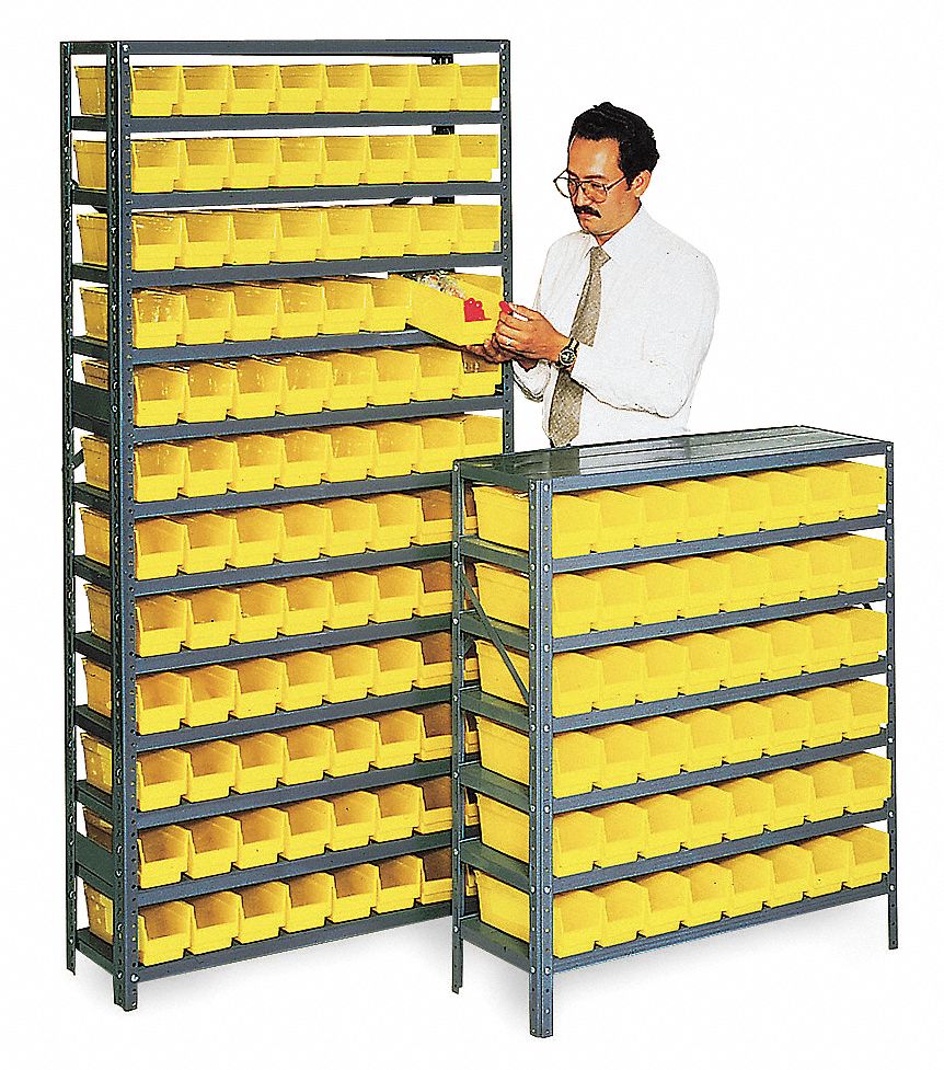 Bin Shelving, Solid, 36X12, 96 Bins, Yellow