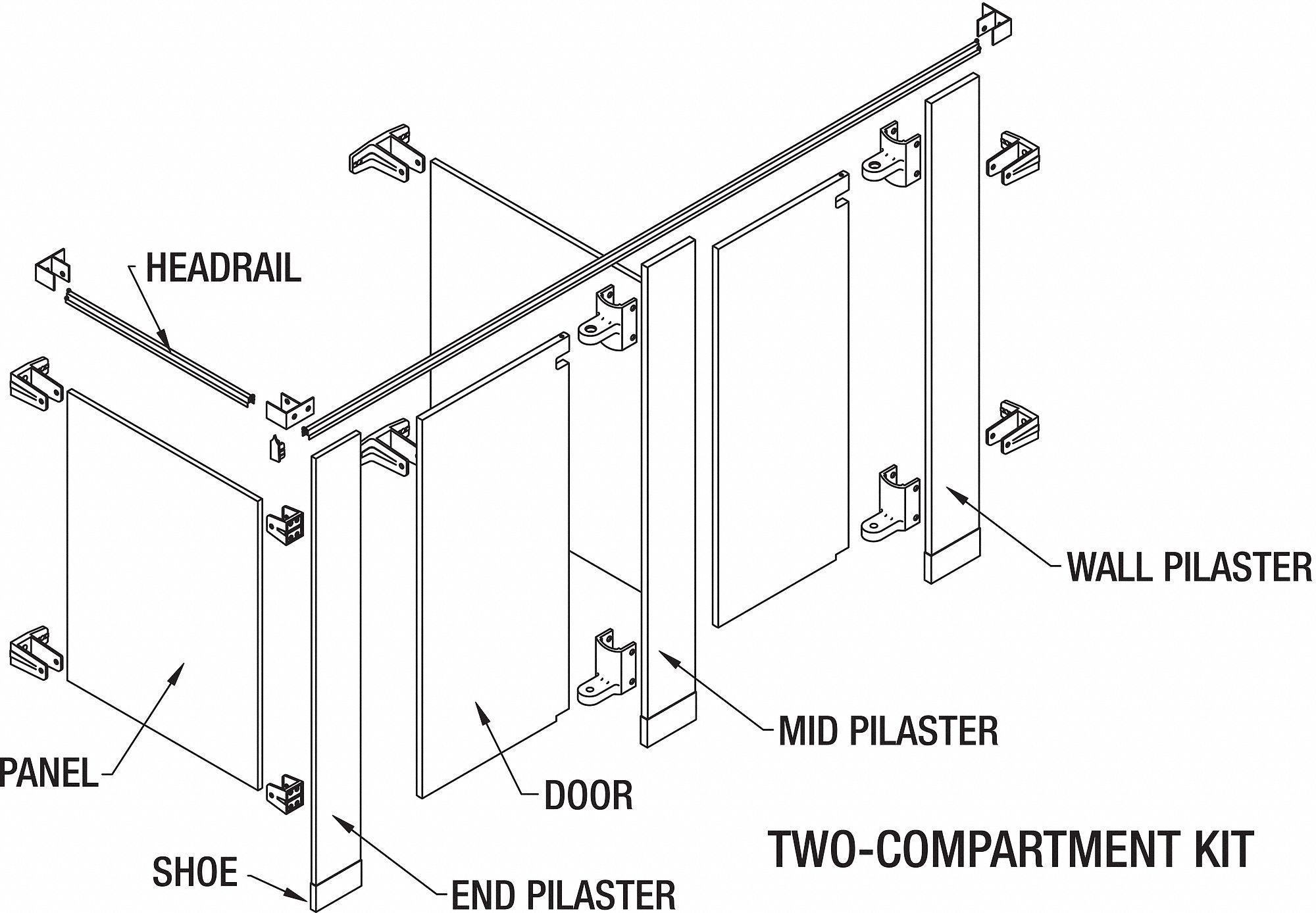 Bathroom Dividers on Grainger Approved Vendor Two Compartment Toilet Partition   Bathroom