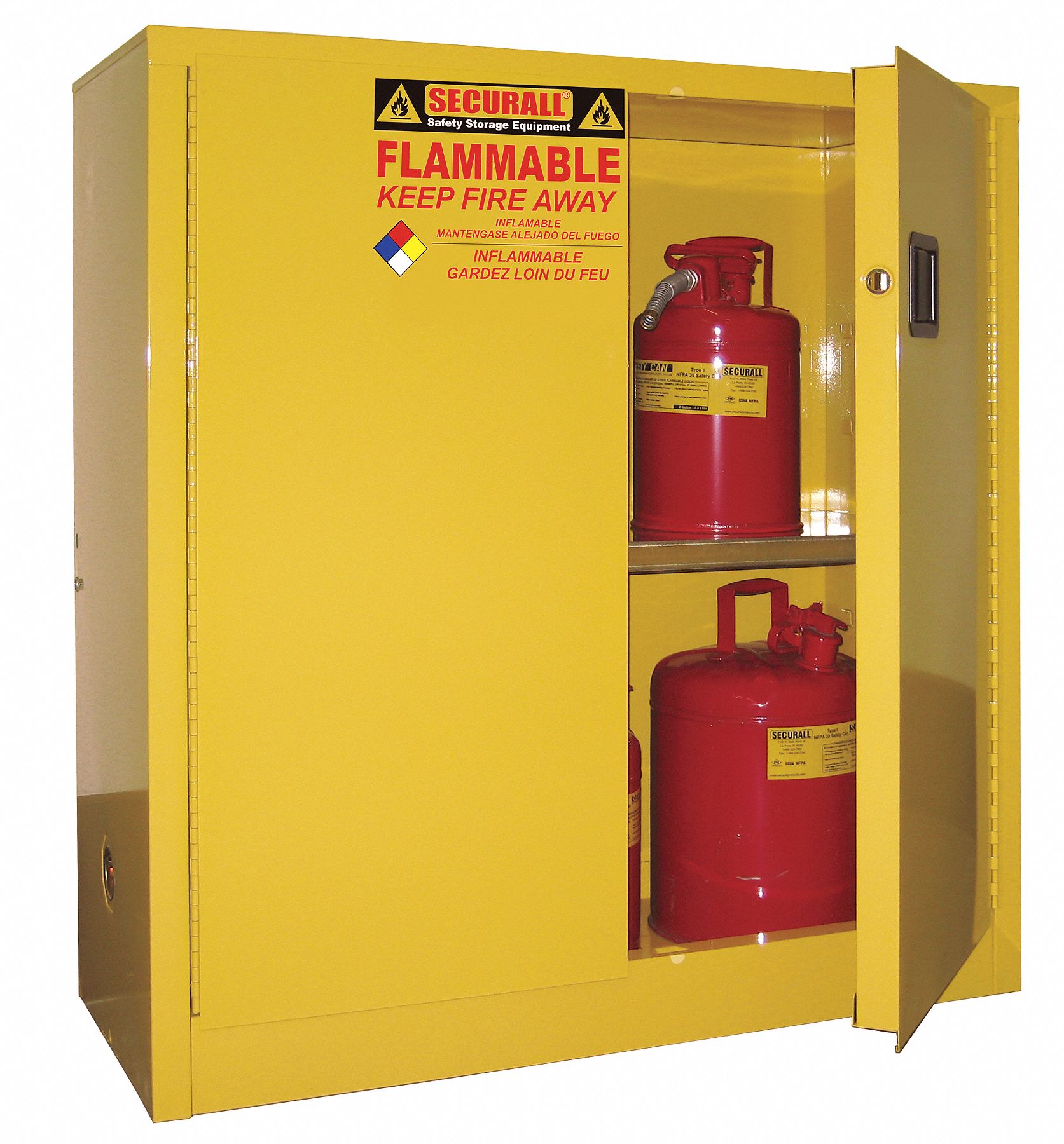Flammable Safety Cabinet, 30 Gal., Gray