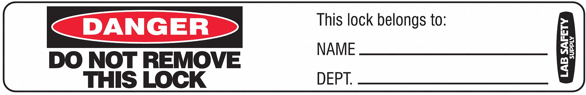 Padlock Label, 3/4 In. H, 5 In. W, PK 25