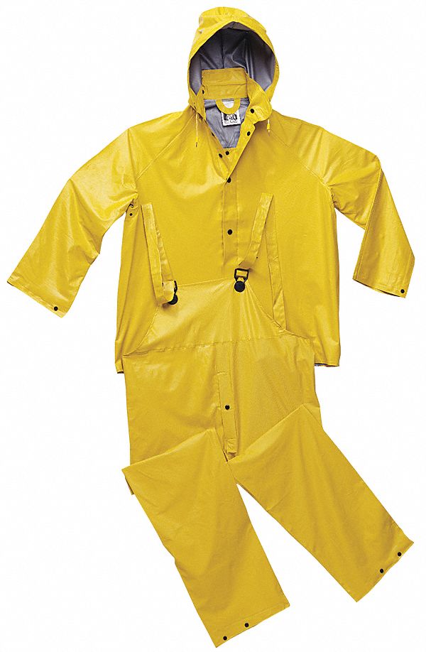 3-Piece Rainsuit w/Detach Hood, Ylw, XL