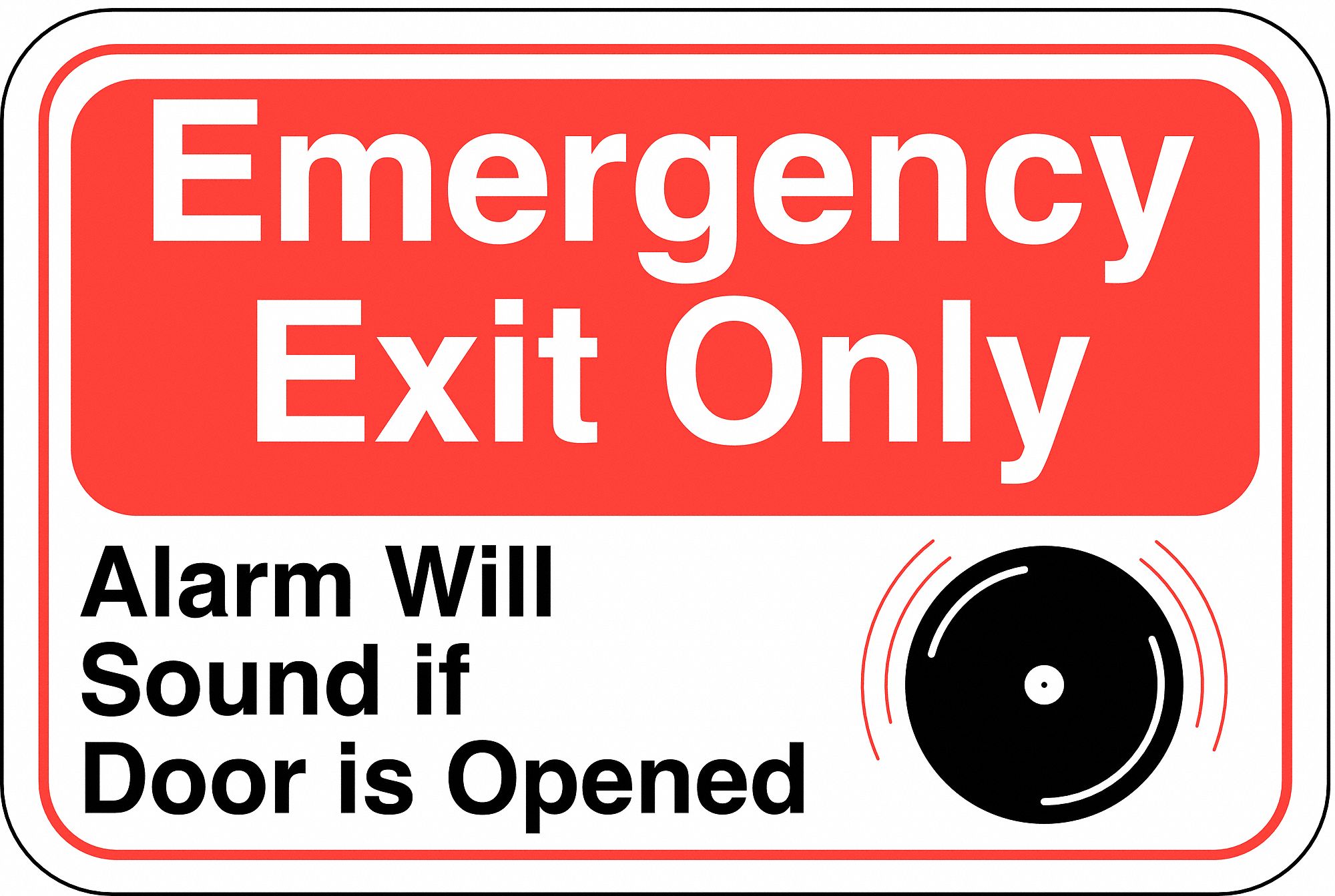 Emergency Exit Sign, 6 x 9In, R and BK/WHT