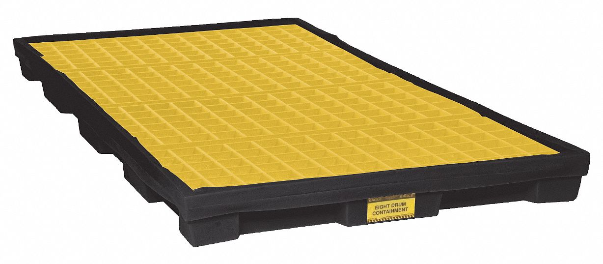 Drum Spill Cntnmnt Pallet, 8 Drum, 10k lb.