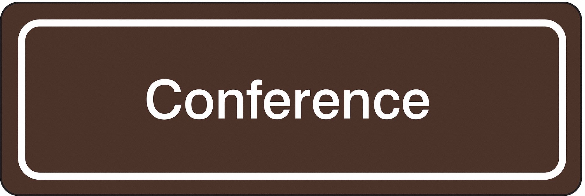 Conference Room Sign, 3 x 9In, WHT/BR, CONF