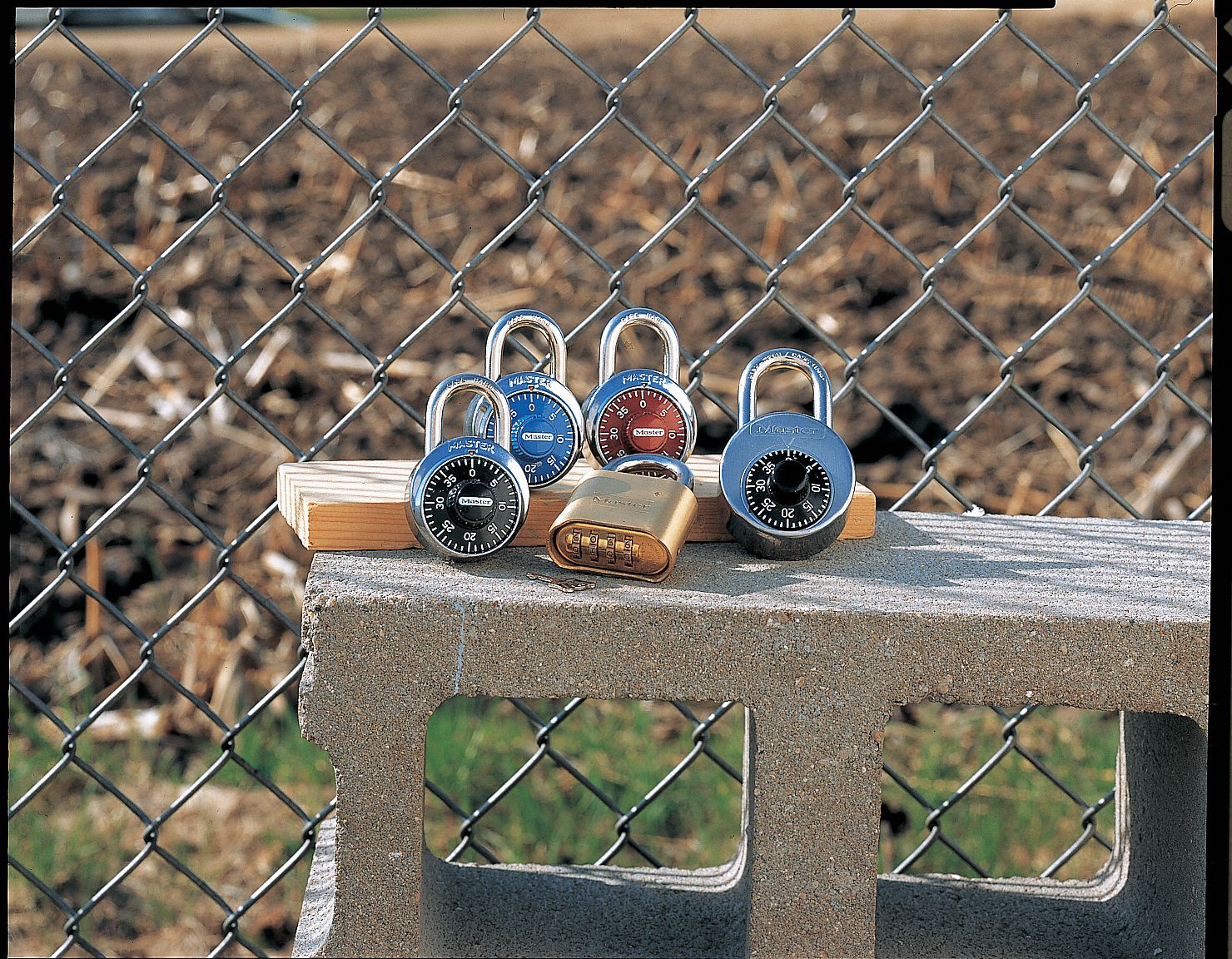 Combination Padlock, Red/Chrome