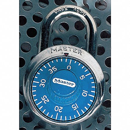 Combination Padlock, Blue/Chrome