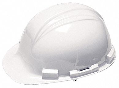 Hard Hat, FrtBrim, Slotted, 4PinLk, White