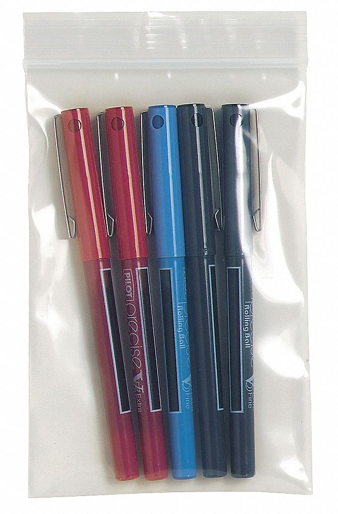 Reclosable Bag, 6In L, 4In W, 2 mil, PK100
