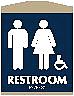 Restroom Sign, 9-1/8 x 7In, WHT/BK, PLSTC