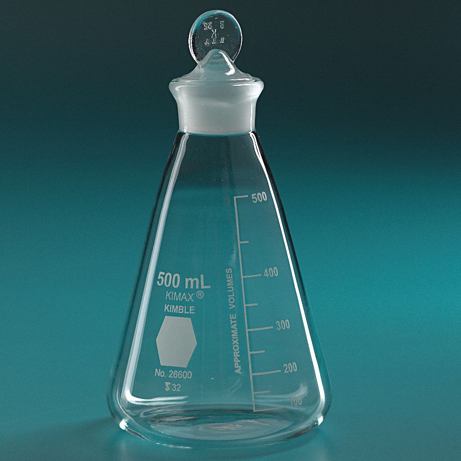 Flask, With Stopper, Glass, 50 mL, PK 2