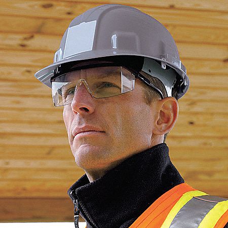 Hard Hat, FrtBrim, Slotted, 6PinLk, Gray