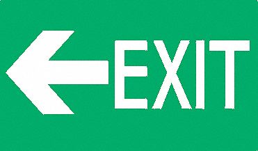 Exit Sign, 8 x 12In, Glow/GRN, Exit, ENG
