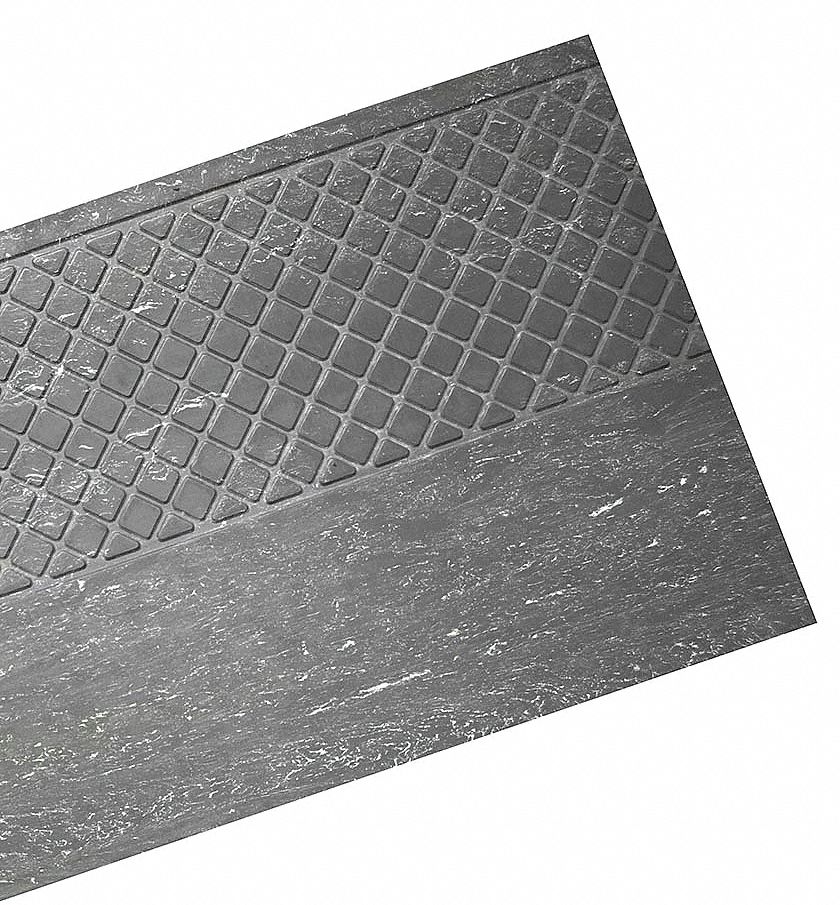 Nose Stair Tread, Slate, Rubber, 4 ft. W