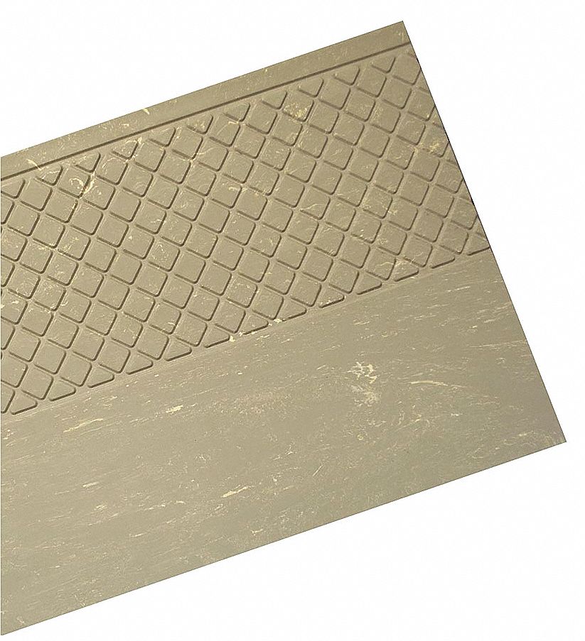 Nose Stair Tread, Gray, Rubber, 5 ft. W