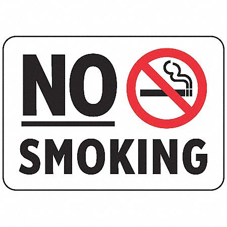 No Smoking Sign, 10 x 14In, R and BK/WHT
