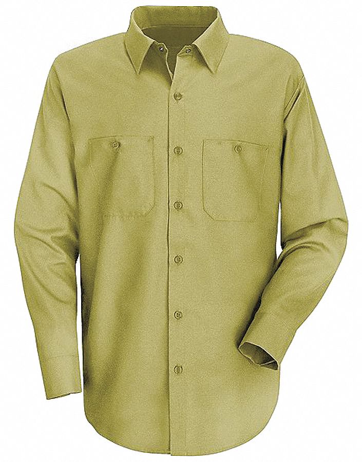 Lng Slv Shirt, Khaki, 65% PET/35% Ctn, 2XL