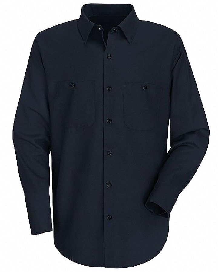 Lng Slv Shirt, Nvy, 65% PET/35% Ctn, XL