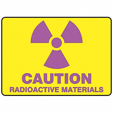 Caution Radiation Sign, 7 x 10In, R/YEL