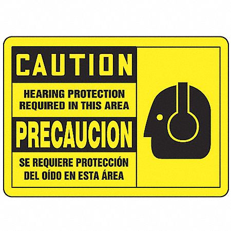Caution Sign, 7 x 10In, BK/YEL, AL, SURF