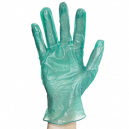 Disposable Gloves, Vinyl, XL, Green, PK100