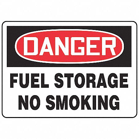 Danger No Smoking Sign, 10 x 14In, AL, ENG