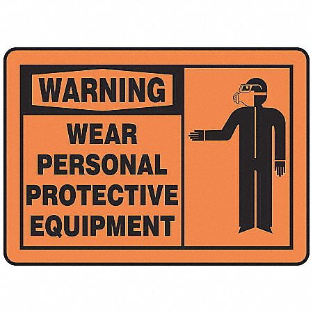 Warning Sign, 10 x 14In, BK/ORN, PLSTC, ENG