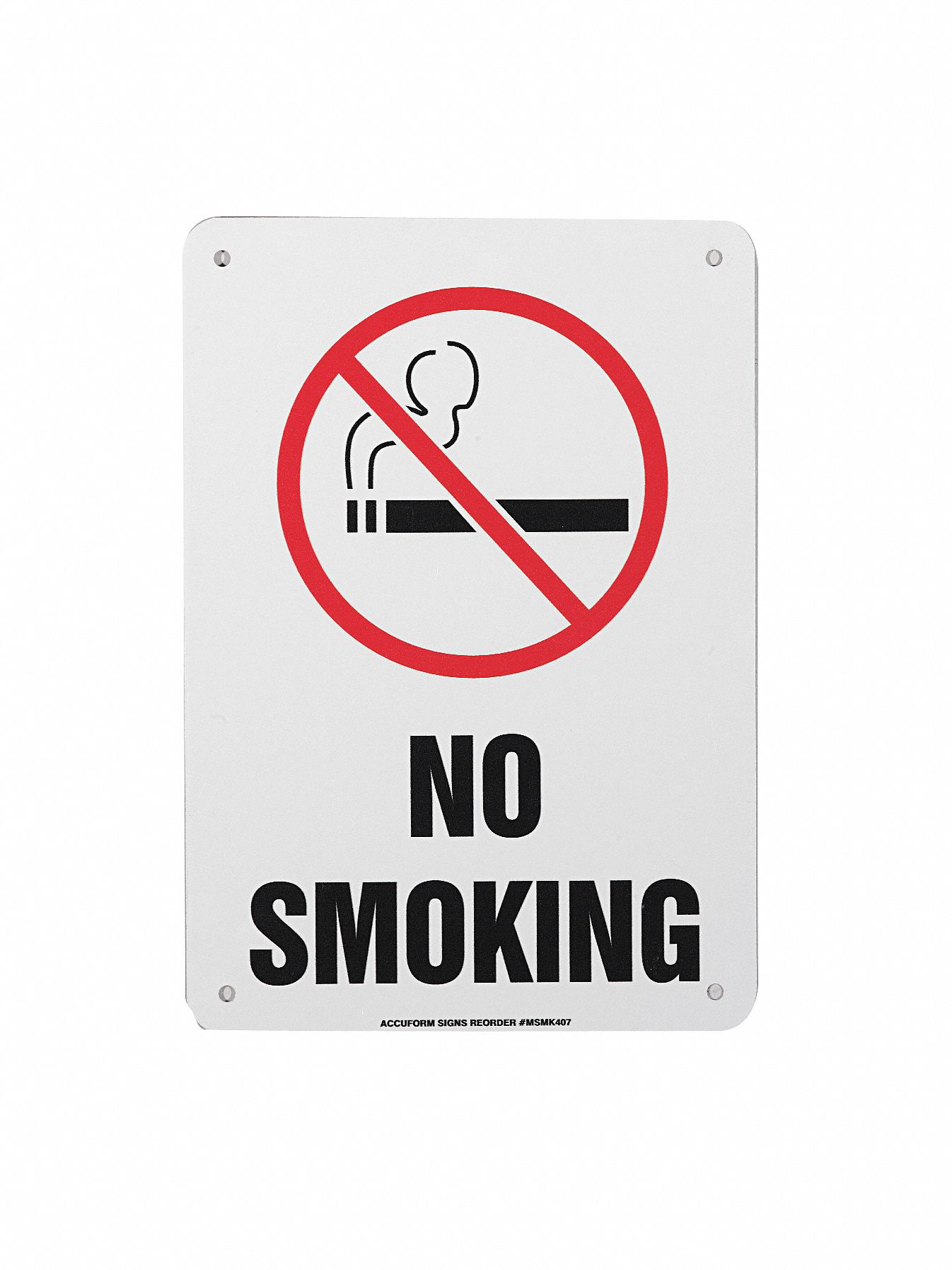 No Smoking Sign, 10 x 7In, R and BK/WHT, AL