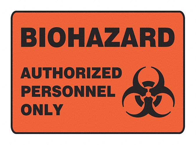 Biohazard Sign, 7 x 10In, BK/ORN, PLSTC