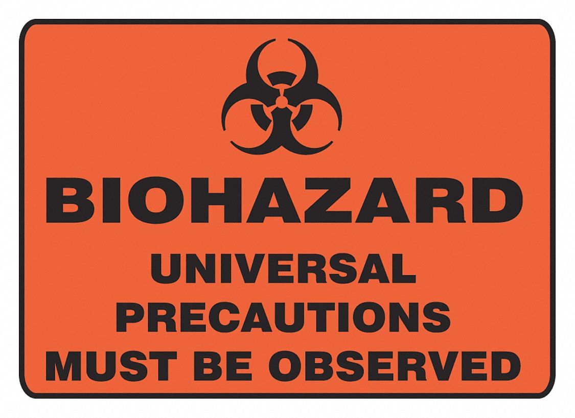 Biohazard Sign, 7 x 10In, BK/ORN, SURF