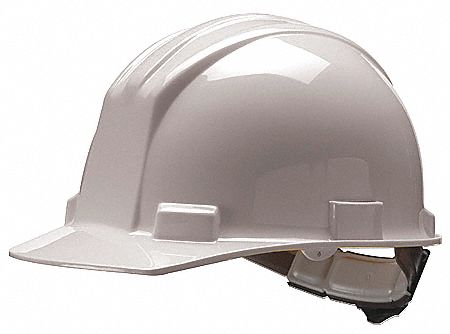Hard Hat, FrtBrim, Slotted, 4PinLk, White