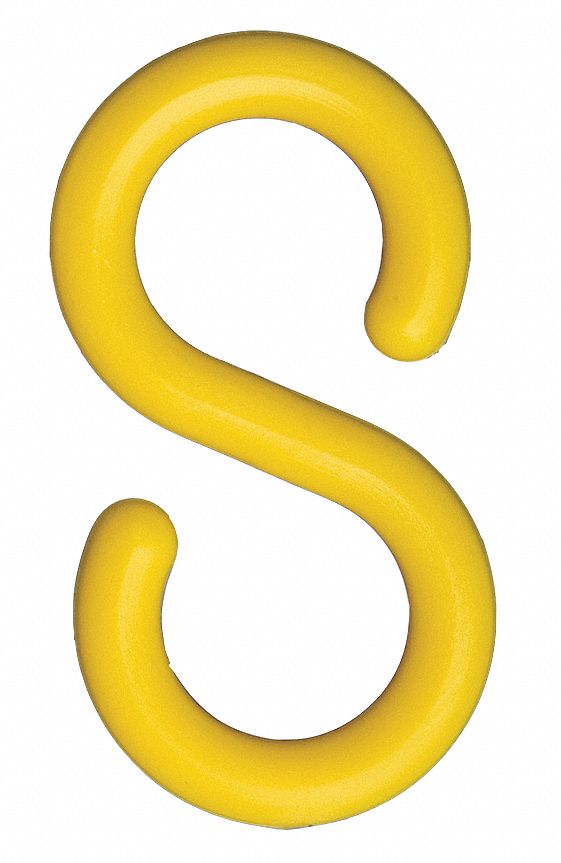 S-Hook, Yellow, 3/4 in, PK10