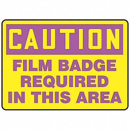 Caution Radiation Sign, 7 x 10In, Pink/YEL