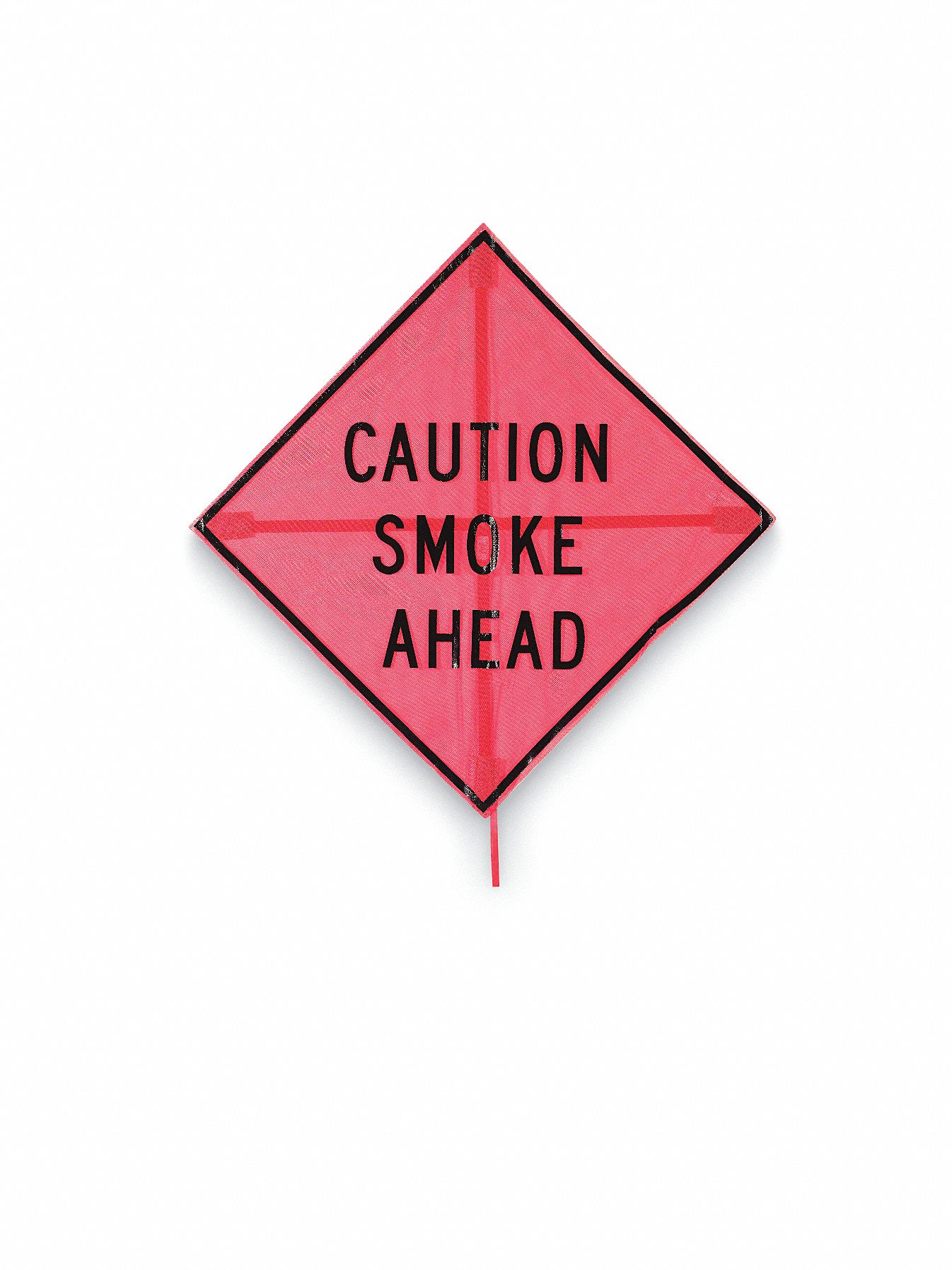 Caution Fire Smoke Ahead Sign, 48 x 48In