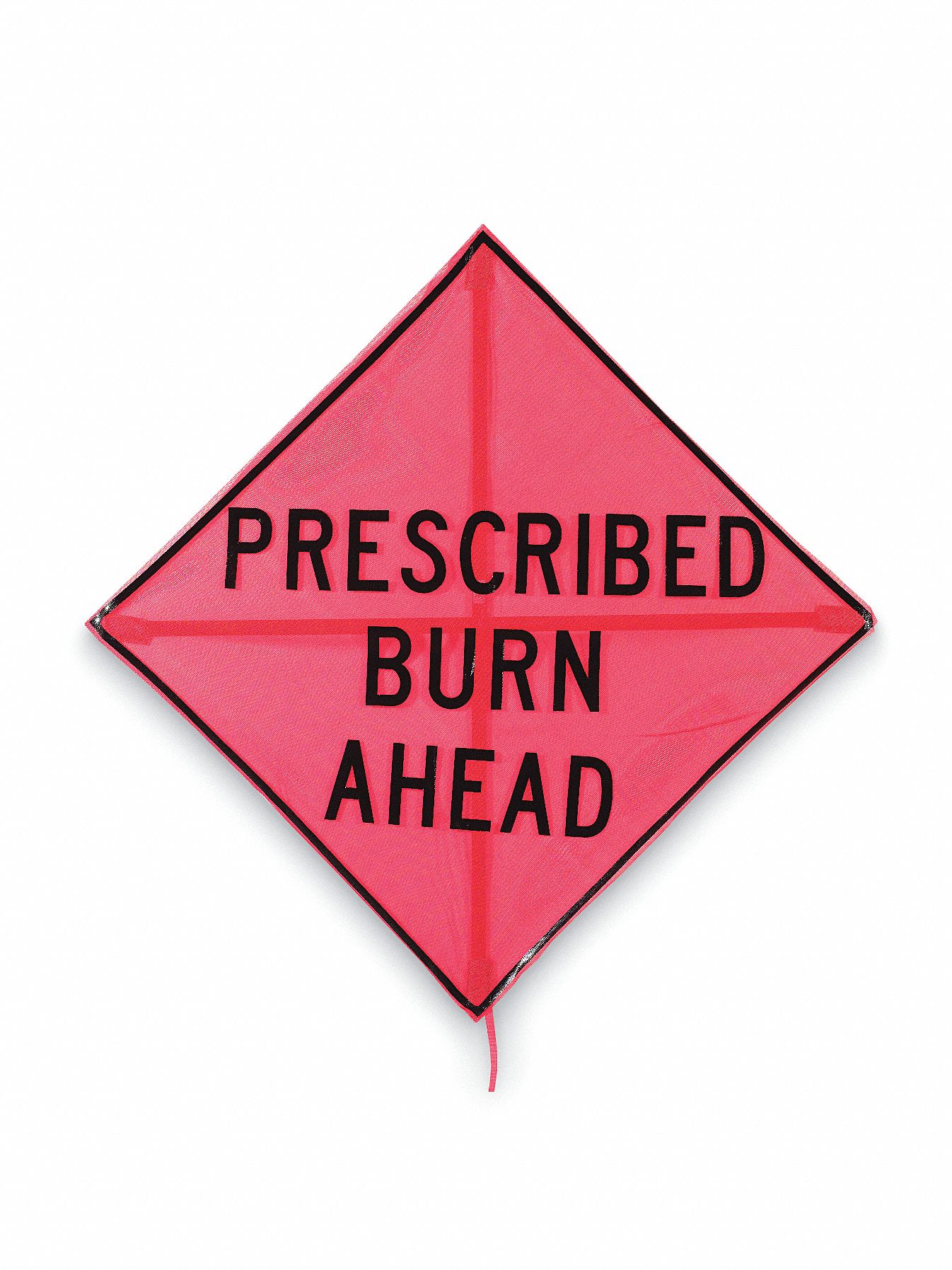 Folding Fire Sign, 48 x 48In, BK/ORN, Mesh