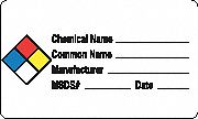 Hazard Chemical Label, Roll, PK 250