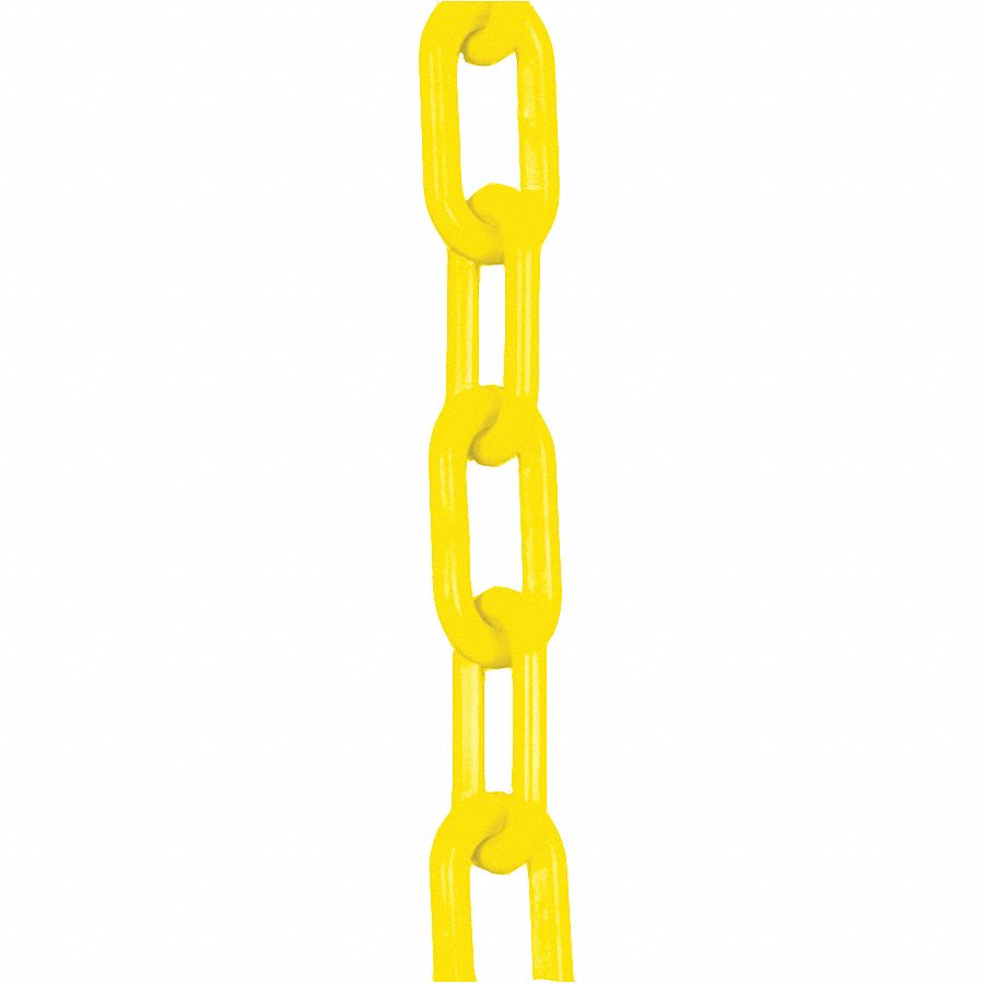 Plastic Chain, Yellow, 1.5 in x 100 ft