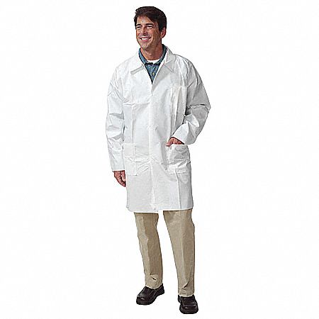 Disp. Lab Coat, L, Tyvek(R), White