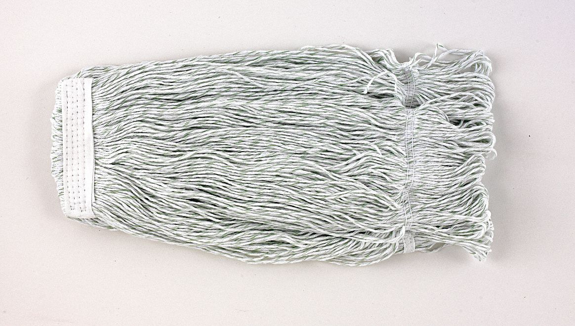 Finish Mop, PET/Rayon, XL, 6 Ply, Grn/Wht
