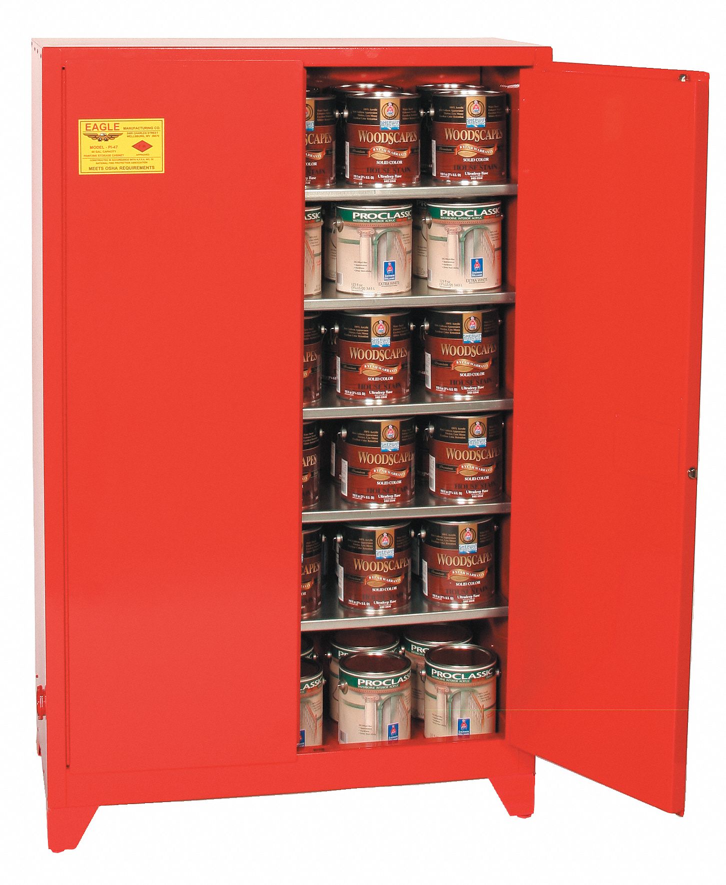 Paints and Inks Cabinet, 96 Gal., Red