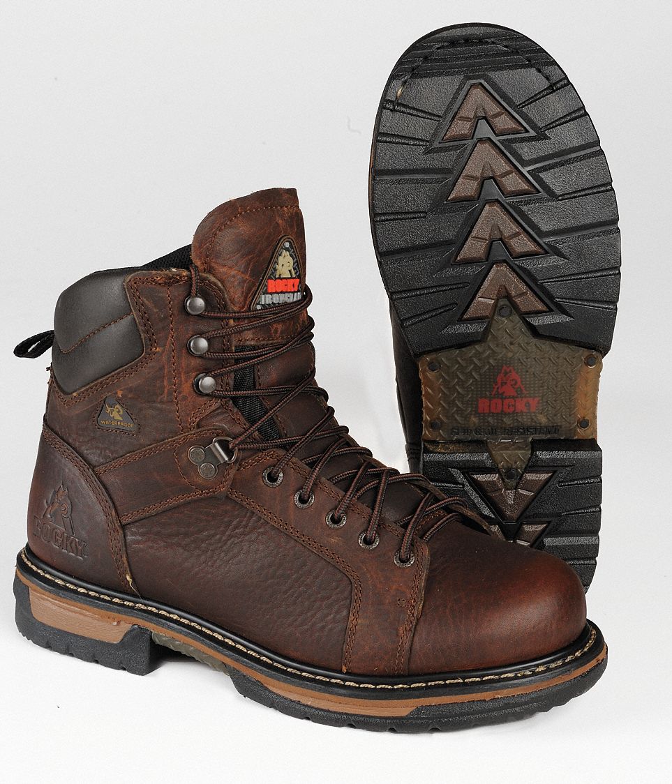 Work Boots, Pln, Mens, 9W, Copper Kettle, 1PR