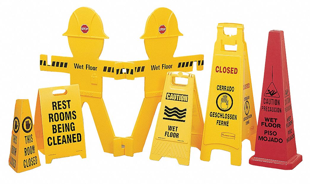 Floor Sign, Eng, Rst Rms Being Cleaned, Ylw