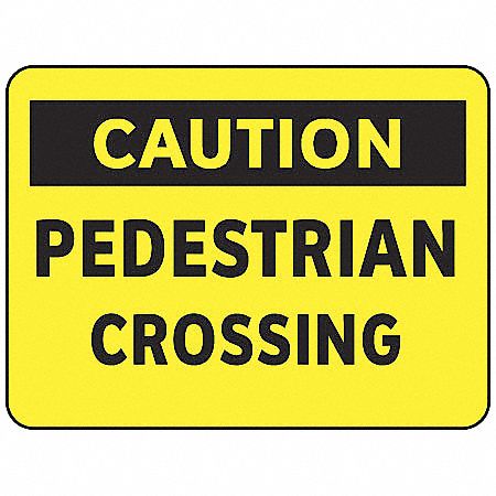 Caution Sign, 10 x 14In, BK/YEL, POL THN