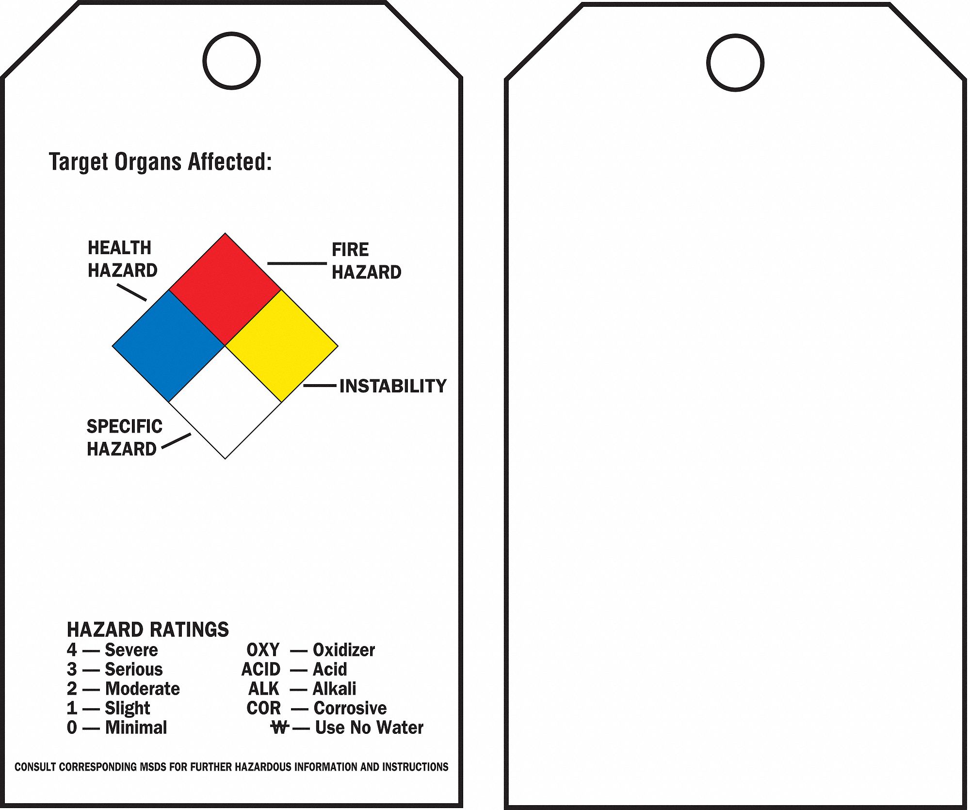 Tag, Polyester, Chemical Hazard, PK25